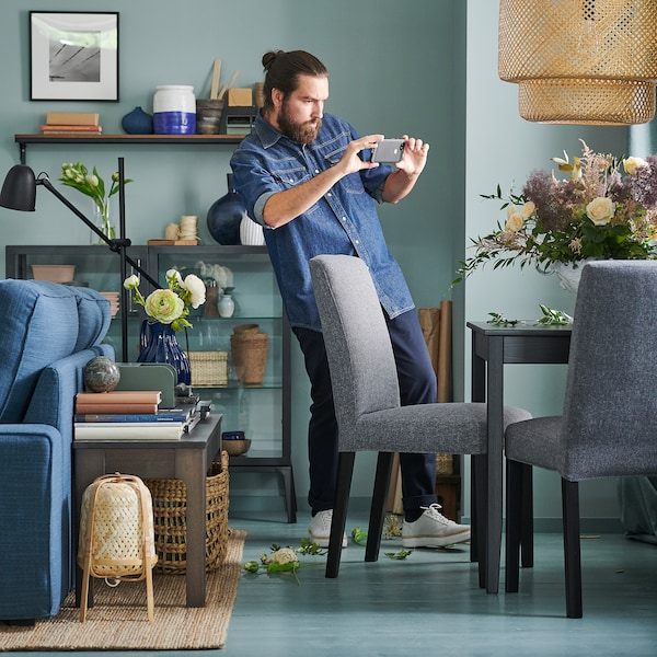 IKEA BERGMUND chair Black / Gunnared Medium Gray, Ikea Ireland | 9328CWKRG