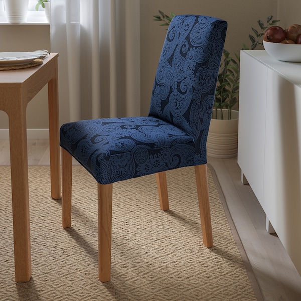 IKEA BERGMUND chair Oak Effect / Kvillsfors Dark Blue / Blue, Ikea Ireland | 7652YGKQE