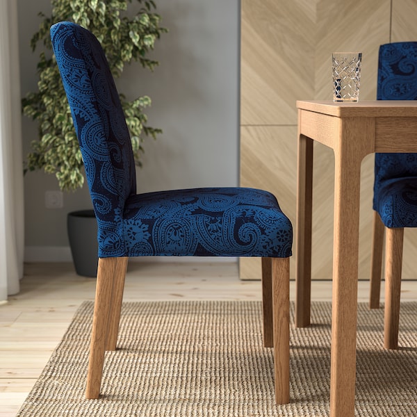 IKEA BERGMUND chair Oak Effect / Kvillsfors Dark Blue / Blue, Ikea Ireland | 7652YGKQE
