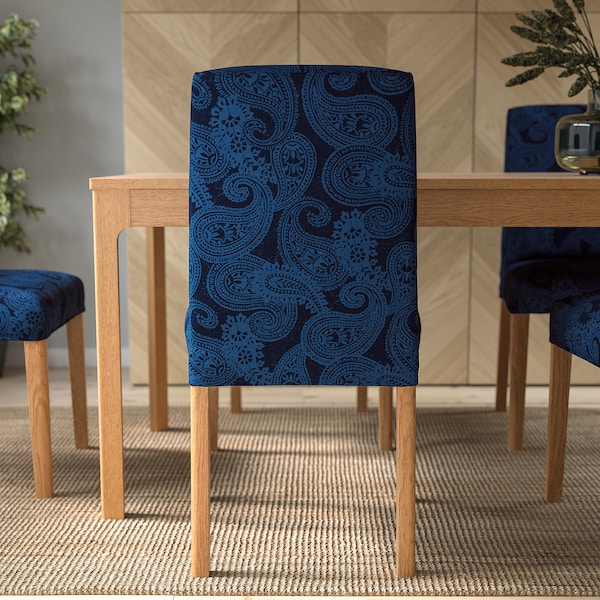 IKEA BERGMUND chair Oak Effect / Kvillsfors Dark Blue / Blue, Ikea Ireland | 7652YGKQE
