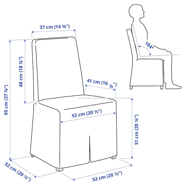 IKEA BERGMUND chair with long cover Black / Inseros White, Ikea Ireland | 6312MYITR