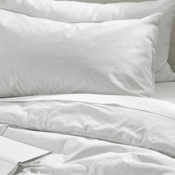 IKEA BERGPALM comforter set, Twin/Twin X-long Gray / Stripe, Ikea Ireland | 3189UCWQF