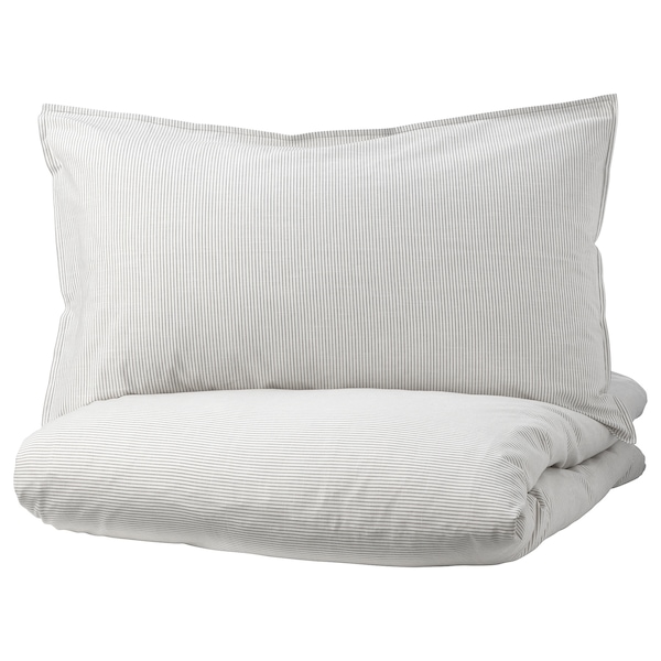 IKEA BERGPALM duvet cover and pillowcase(s), Full/Queen (Double/Queen) Gray / Stripe, Ikea Ireland | 6830BKHLV