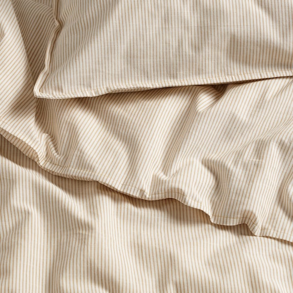 IKEA BERGPALM duvet cover and pillowcase(s), Full/Queen (Double/Queen) Yellow / White / Stripe, Ikea Ireland | 8710QGOPJ