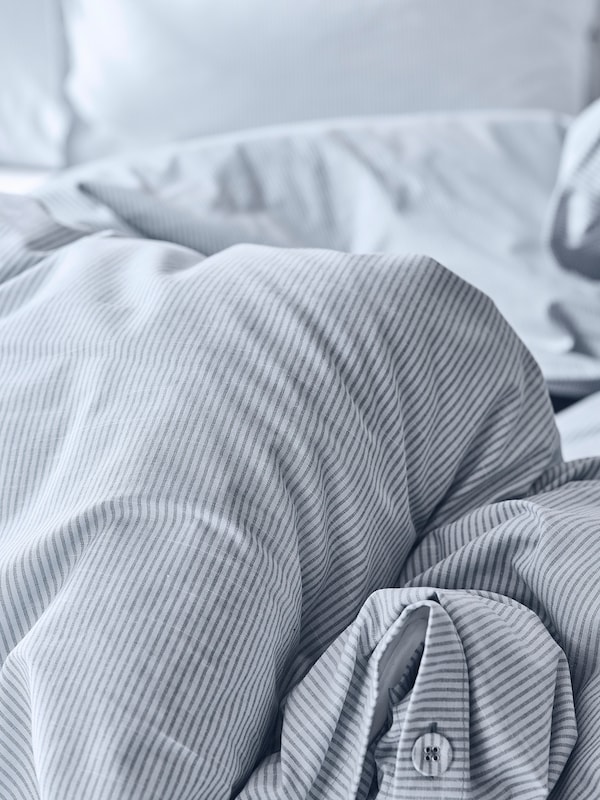 IKEA BERGPALM duvet cover and pillowcase(s), Twin Blue / Stripe, Ikea Ireland | 7582CFSBV