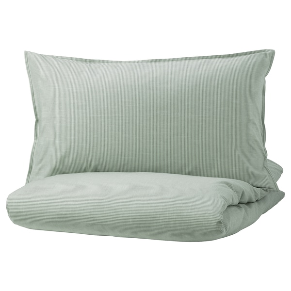 IKEA BERGPALM duvet cover and pillowcase(s), Twin Green / Stripe, Ikea Ireland | 1465QXYWU