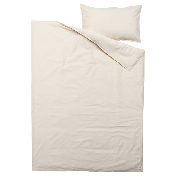 IKEA BERGPALM duvet cover and pillowcase(s), Twin Yellow / White / Stripe, Ikea Ireland | 6152QKHCR