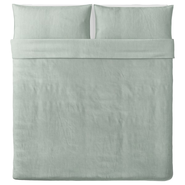 IKEA BERGPALM duvet cover and pillowcase(s), King Green / Stripe, Ikea Ireland | 9421MEYBJ
