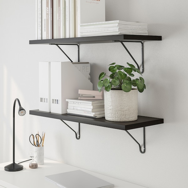 IKEA BERGSHULT / FÖRLÄGGARE wall shelf, 31 1/2x11 3/4 in Brown / Black / Black, Ikea Ireland | 0837ZYWJX