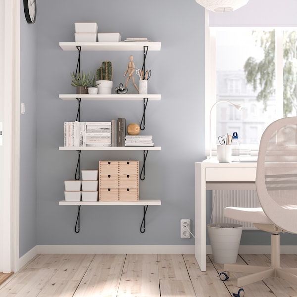 IKEA BERGSHULT / FÖRLÄGGARE wall shelf, 31 1/2x7 7/8 in Black / White, Ikea Ireland | 7502TFQBU