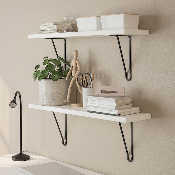 IKEA BERGSHULT / FÖRLÄGGARE wall shelf, 31 1/2x7 7/8 in Black / White, Ikea Ireland | 7502TFQBU