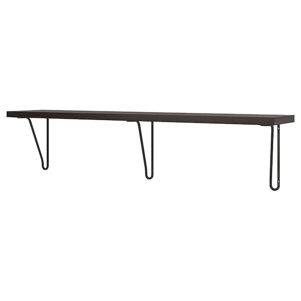 IKEA BERGSHULT / FÖRLÄGGARE wall shelf, 47 1/4x7 7/8 in Brown / Black / Black, Ikea Ireland | 2409EVSUN