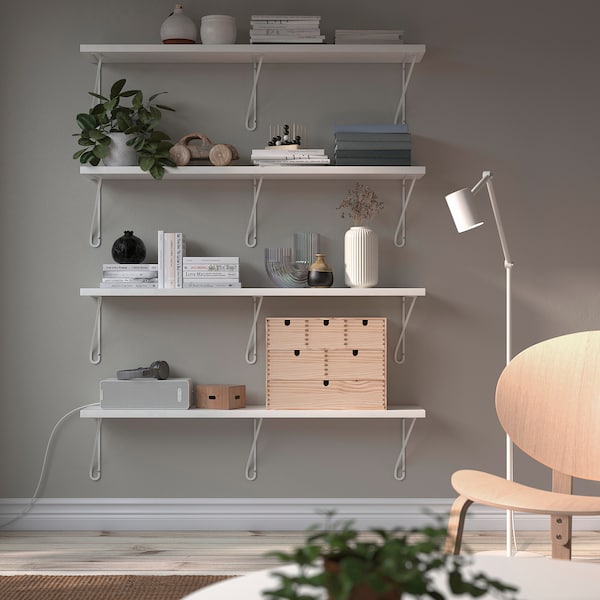 IKEA BERGSHULT / FÖRLÄGGARE wall shelf, 47 1/4x7 7/8 in White / White, Ikea Ireland | 6497NOZUP