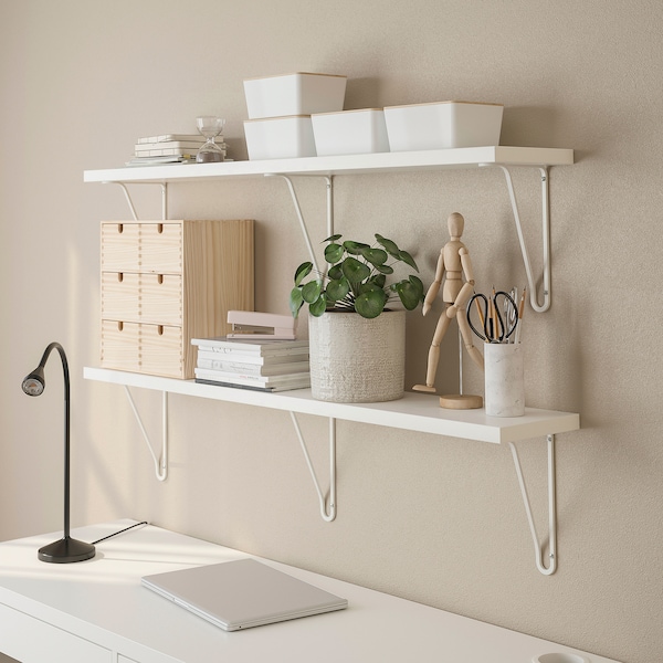 IKEA BERGSHULT / FÖRLÄGGARE wall shelf, 47 1/4x7 7/8 in White / White, Ikea Ireland | 6497NOZUP