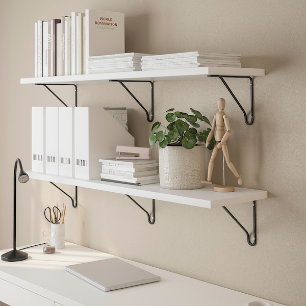 IKEA BERGSHULT / FÖRLÄGGARE wall shelf, 47 1/4x11 3/4 in Black / White, Ikea Ireland | 1520WPNEJ