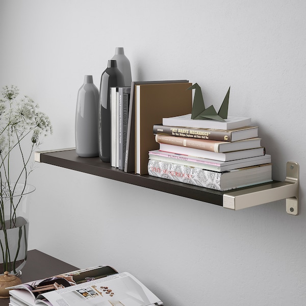 IKEA BERGSHULT / GRANHULT wall shelf, 31 1/2x7 7/8 in Brown / Black / Nickel Plated, Ikea Ireland | 5678LTEOW