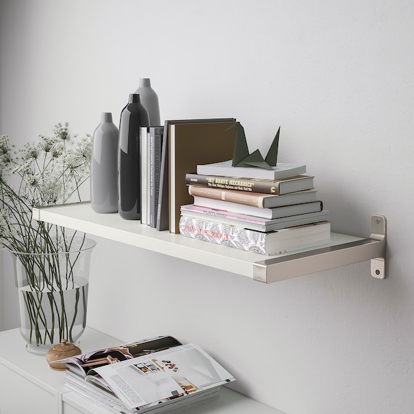 IKEA BERGSHULT / GRANHULT wall shelf, 31 1/2x11 3/4 in White / Nickel Plated, Ikea Ireland | 0342OBTXD