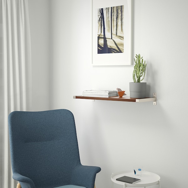 IKEA BERGSHULT / GRANHULT wall shelf, 31 1/2x11 3/4 in Walnut Effect / Nickel Plated, Ikea Ireland | 1269KVQFX