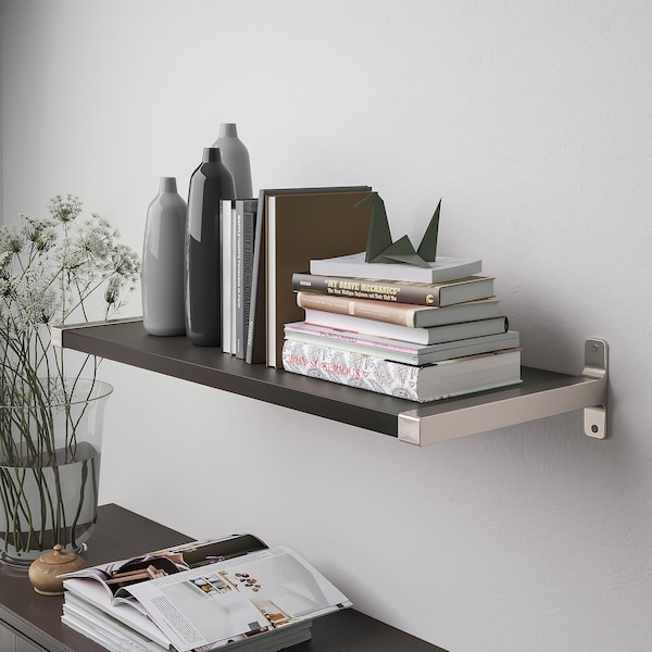 IKEA BERGSHULT / GRANHULT wall shelf, 31 1/2x11 3/4 in Brown / Black / Nickel Plated, Ikea Ireland | 1708SVTUG
