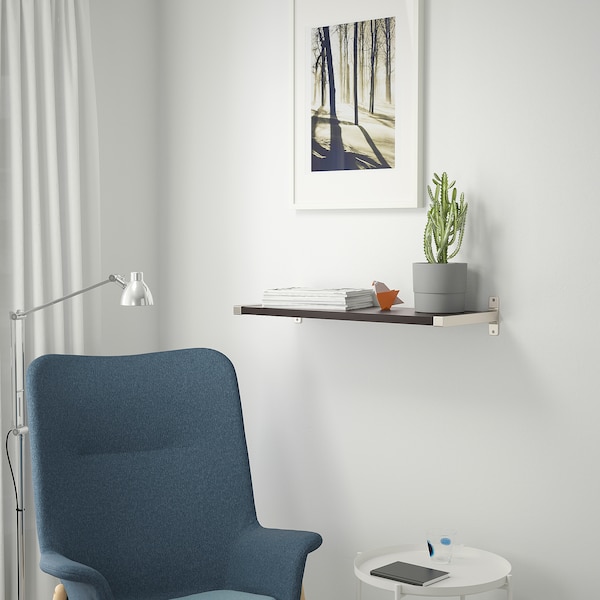 IKEA BERGSHULT / GRANHULT wall shelf, 31 1/2x11 3/4 in Brown / Black / Nickel Plated, Ikea Ireland | 1708SVTUG