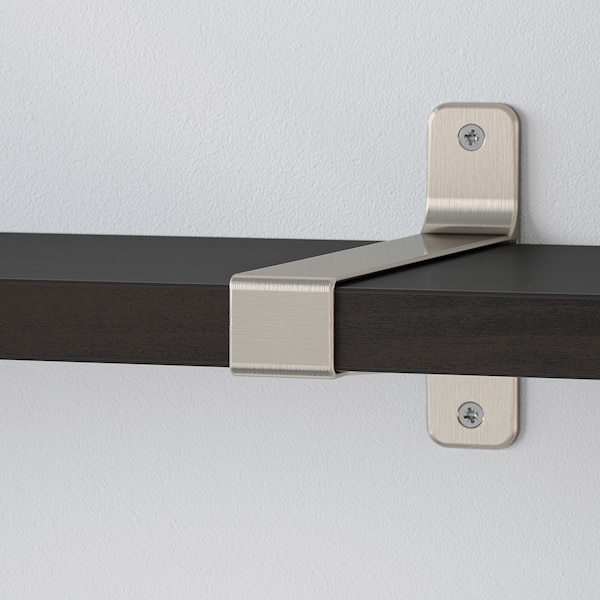 IKEA BERGSHULT / GRANHULT wall shelf, 63x7 7/8 in Brown / Black / Nickel Plated, Ikea Ireland | 3182DGVZL