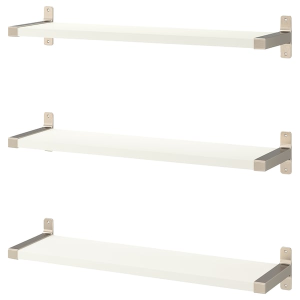 IKEA BERGSHULT / GRANHULT wall shelf combination, 31 1/2x7 7/8 in White / Nickel Plated, Ikea Ireland | 3162NOZMW