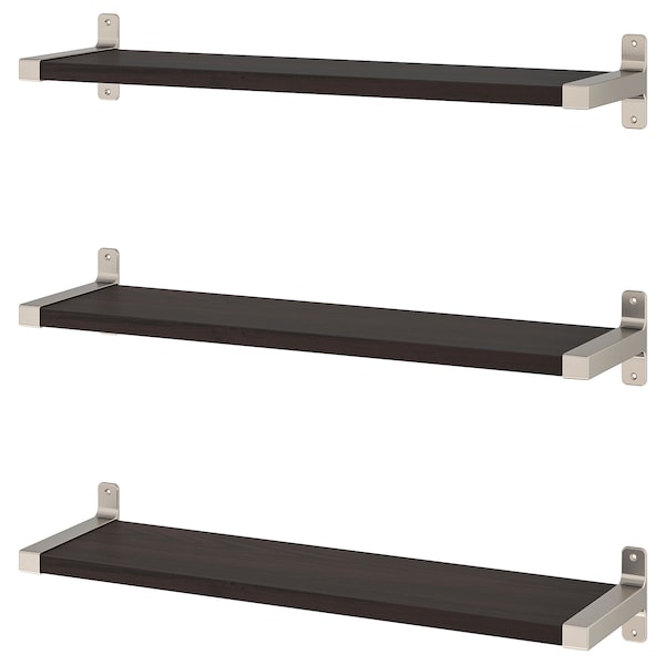 IKEA BERGSHULT / GRANHULT wall shelf combination, 31 1/2x7 7/8 in Brown / Black / Nickel Plated, Ikea Ireland | 9150ZJWAO