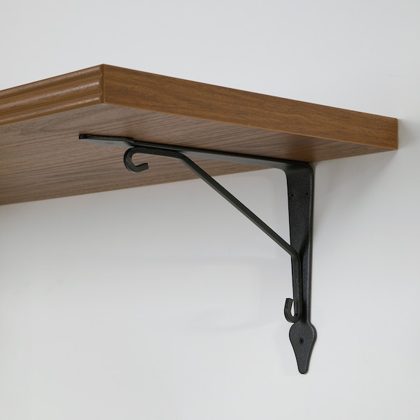 IKEA BERGSHULT / KROKSHULT wall shelf, 47 1/4x11 3/4 in Walnut Effect / Anthracite, Ikea Ireland | 0648XSCWN