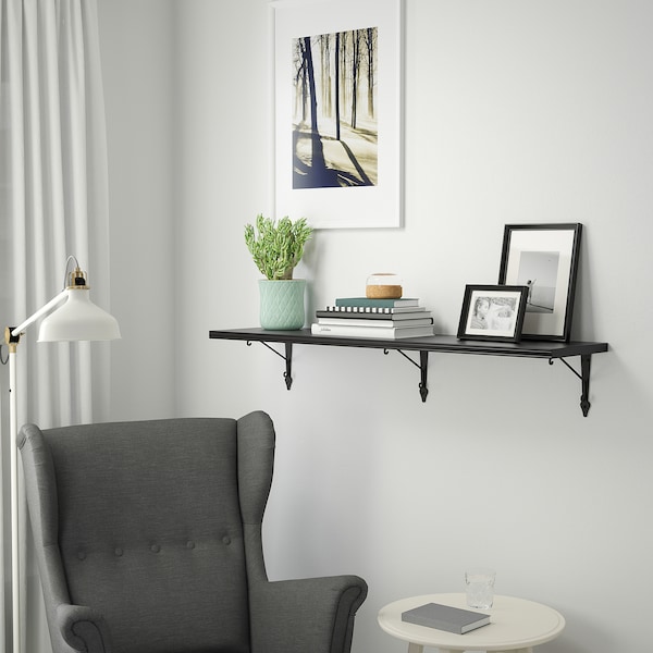 IKEA BERGSHULT / KROKSHULT wall shelf, 47 1/4x11 3/4 in Brown / Black / Anthracite, Ikea Ireland | 1378EGJNP