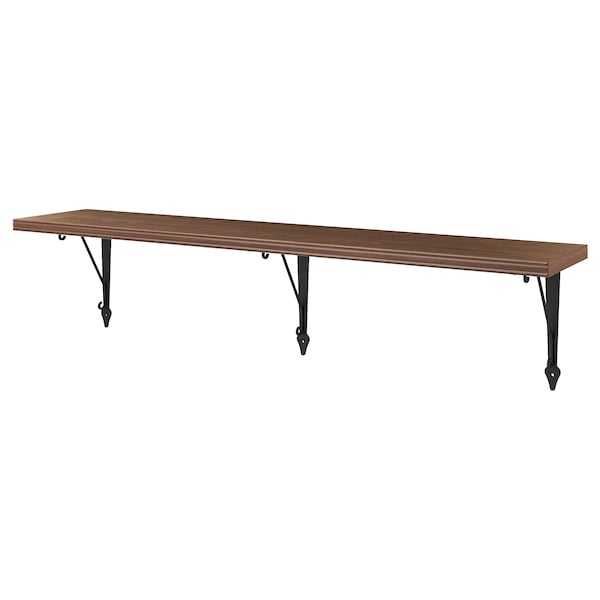 IKEA BERGSHULT / KROKSHULT wall shelf, 47 1/4x7 7/8 in Walnut Effect / Anthracite, Ikea Ireland | 6107JYOIH