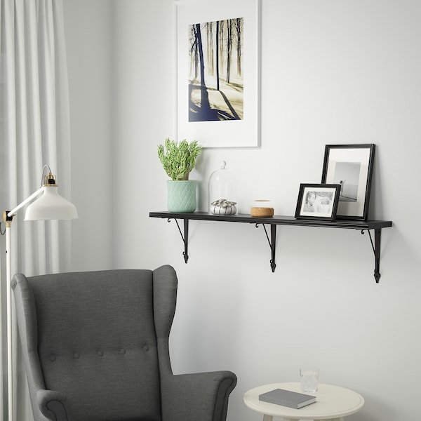 IKEA BERGSHULT / KROKSHULT wall shelf, 47 1/4x7 7/8 in Brown / Black / Anthracite, Ikea Ireland | 8956SBUAJ