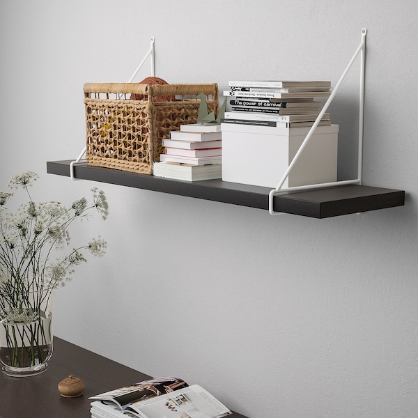 IKEA BERGSHULT / PERSHULT wall shelf, 31 1/2x7 7/8 in Brown / Black / White, Ikea Ireland | 6908WNBXD