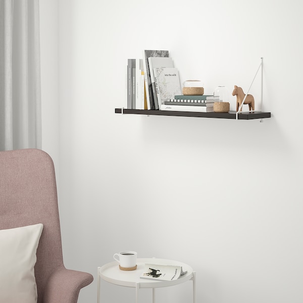 IKEA BERGSHULT / PERSHULT wall shelf, 31 1/2x7 7/8 in Brown / Black / White, Ikea Ireland | 6908WNBXD