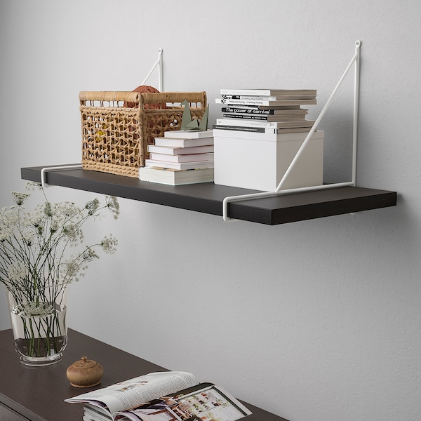 IKEA BERGSHULT / PERSHULT wall shelf, 31 1/2x11 3/4 in Brown / Black / White, Ikea Ireland | 3189VMJYL