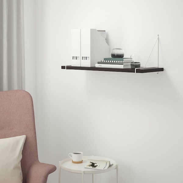 IKEA BERGSHULT / PERSHULT wall shelf, 31 1/2x11 3/4 in Brown / Black / White, Ikea Ireland | 3189VMJYL