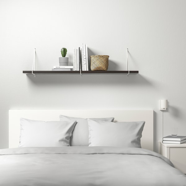 IKEA BERGSHULT / PERSHULT wall shelf, 47 1/4x7 7/8 in Brown / Black / White, Ikea Ireland | 8627HVRTG