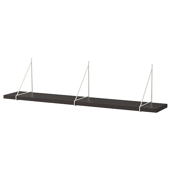 IKEA BERGSHULT / PERSHULT wall shelf, 47 1/4x7 7/8 in Brown / Black / White, Ikea Ireland | 8627HVRTG