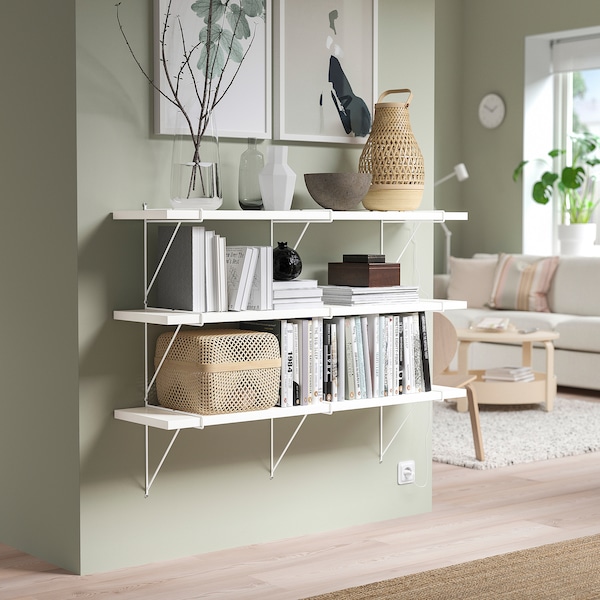 IKEA BERGSHULT / PERSHULT wall shelf combination, 47 1/4x11 3/4 in White / White, Ikea Ireland | 8469CNSEF
