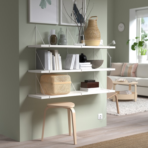 IKEA BERGSHULT / PERSHULT wall shelf combination, 47 1/4x11 3/4 in White / White, Ikea Ireland | 8469CNSEF