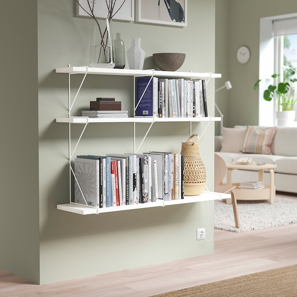 IKEA BERGSHULT / PERSHULT wall shelf combination, white/white, 47 1/4x11 3/4x35 7/8 in, Ikea Ireland | 5627NQLSB
