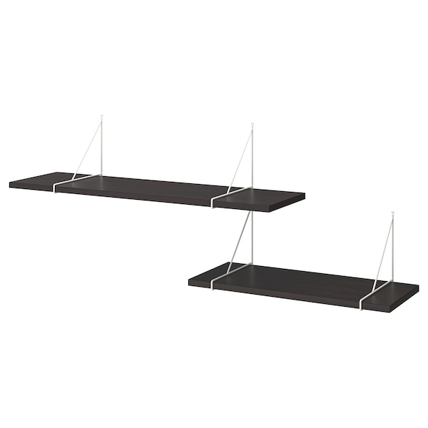 IKEA BERGSHULT / PERSHULT wall shelf combination, 47 1/4x11 3/4 in Brown / Black / White, Ikea Ireland | 5317MIWLQ