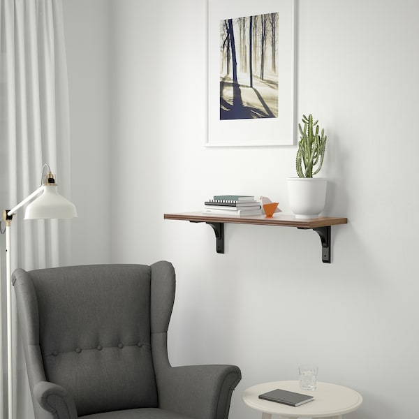 IKEA BERGSHULT / RAMSHULT wall shelf, 31 1/2x11 3/4 in Walnut Effect / Black, Ikea Ireland | 0852PEUTL