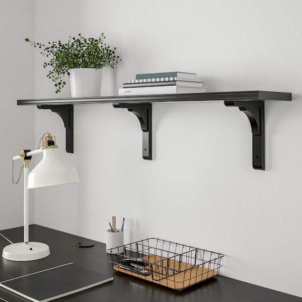 IKEA BERGSHULT / RAMSHULT wall shelf, 47 1/4x7 7/8 in Brown / Black, Ikea Ireland | 5046OPRGN