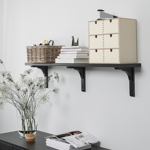 IKEA BERGSHULT / RAMSHULT wall shelf, 47 1/4x7 7/8 in Brown / Black, Ikea Ireland | 5046OPRGN