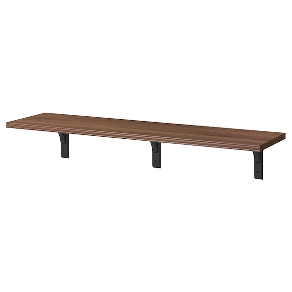 IKEA BERGSHULT / RAMSHULT wall shelf, 47 1/4x11 3/4 in Walnut Effect / Black, Ikea Ireland | 0245EZHGX