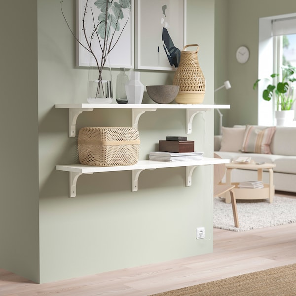 IKEA BERGSHULT / RAMSHULT wall shelf combination, 47 1/4x11 3/4 in White, Ikea Ireland | 3209LZNAT