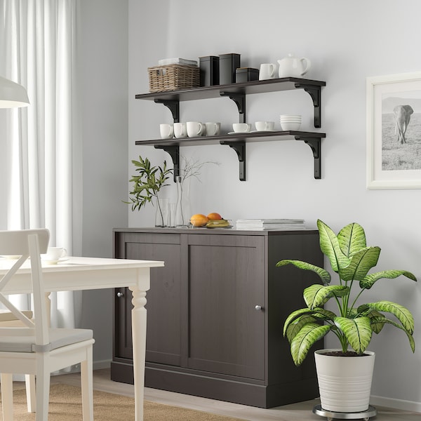 IKEA BERGSHULT / RAMSHULT wall shelf combination, 47 1/4x11 3/4 in Brown / Black, Ikea Ireland | 8142KBHCG