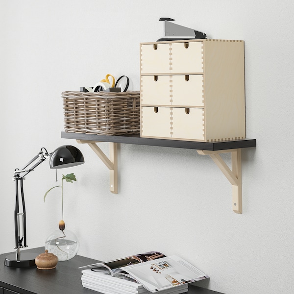 IKEA BERGSHULT / SANDSHULT wall shelf, 31 1/2x7 7/8 in Brown / Black / Aspen, Ikea Ireland | 9480JFKUO