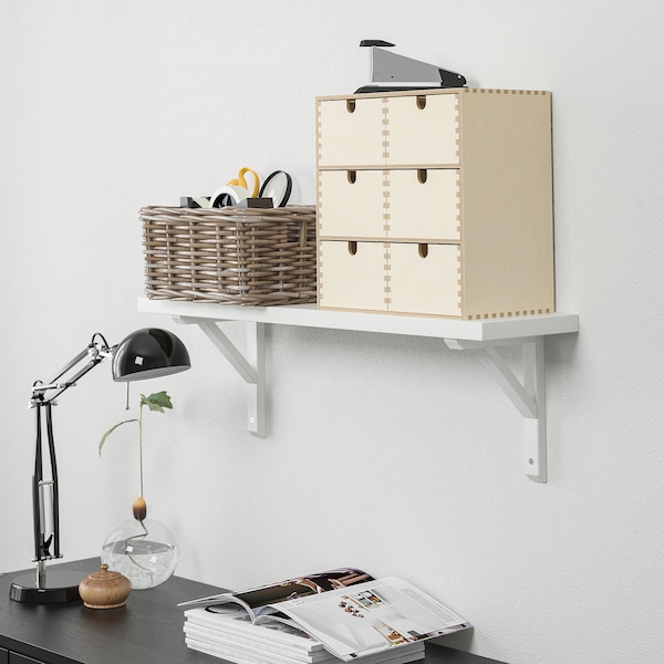 IKEA BERGSHULT / SANDSHULT wall shelf, 31 1/2x7 7/8 in White / White Stained Aspen, Ikea Ireland | 4360EUXKJ