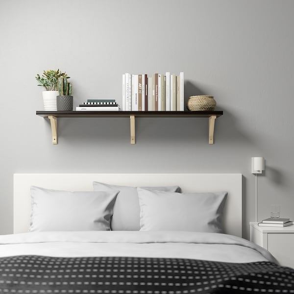 IKEA BERGSHULT / SANDSHULT wall shelf, 47 1/4x11 3/4 in Brown / Black / Aspen, Ikea Ireland | 8960CKVPL